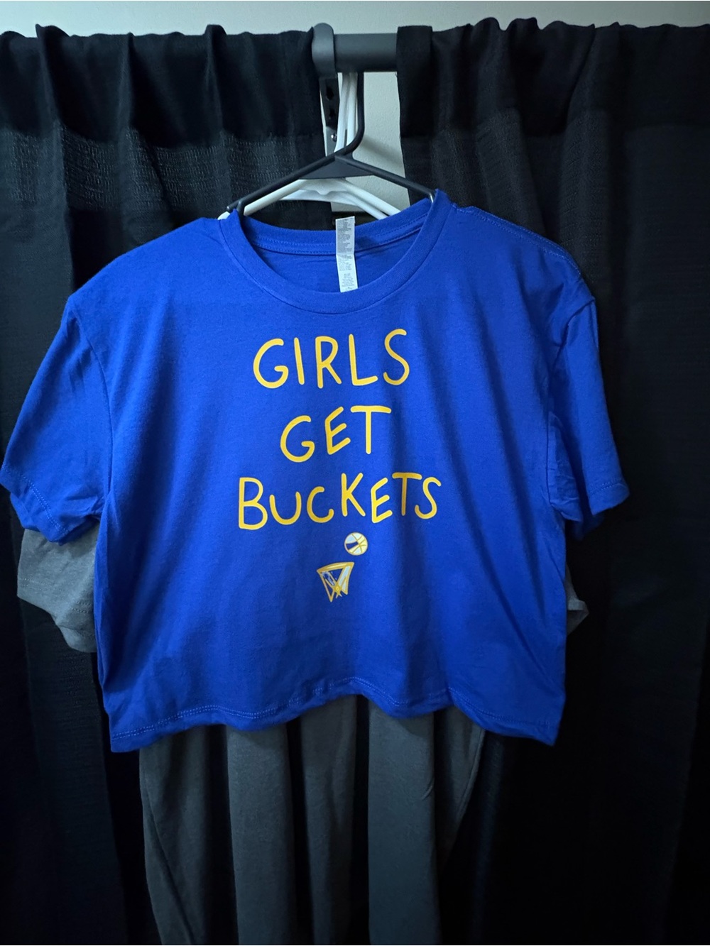 Girls Get Buckets Blue Graphic Crop Tee